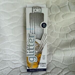 Joie Glitter Reusable Straws - Silver Sparkle (30pc)